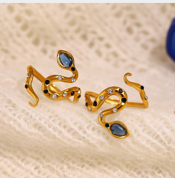 Blue Zircon Snake Ring